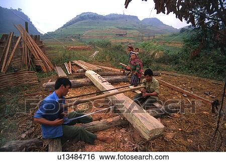Stock Photograph - sawing, person, men, labor, 3385, people. Fotosearch