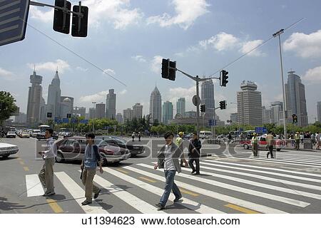 Stock Image - shanghai, person, street, main, china, people. Fotosearch