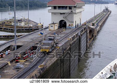 Stock Photo - ship, america, canal, panama, images, central. Fotosearch