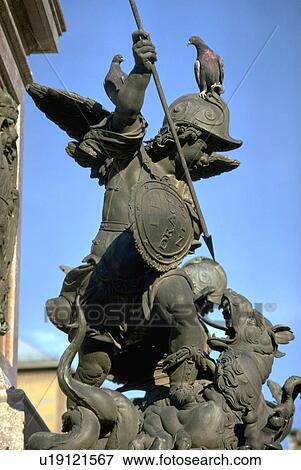 Stock Photo - slaying, germany, munich, cherub, dragon. Fotosearch