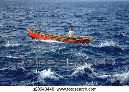Stock Photo - small, istanbul, bosporus, boat, male. Fotosearch