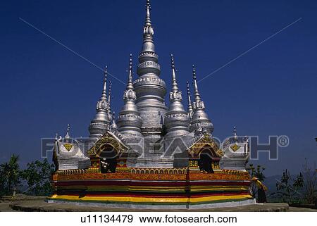 Stock Photo - southern, architecture, xishuangbanna, pagoda, white, chinese. Fotosearch