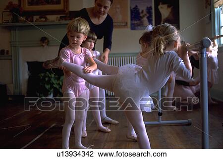 Stock Image - studio, sport, ballet, children, dance, woman. Fotosearch