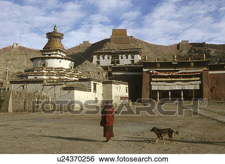 Stock Photograph - stupa, person, china, tibet, 3409, people. Fotosearch