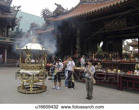 Stock Image - temple, people, lungshan, taiwan, person, love. Fotosearch