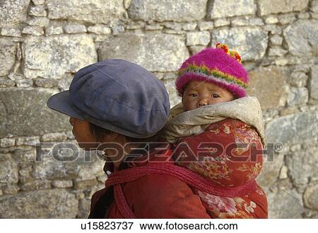 Stock Photo - tibet, woman, kid, child, female, 3691. Fotosearch