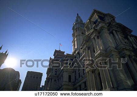 Stock Image - tower, city, pa, philadelphia, hall, old. Fotosearch