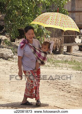 Stock Image - umbrella, people, 9580, person, child, woman. Fotosearch