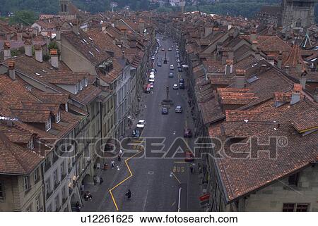 Stock Photography - view, rooftops, tile, red, aerial. Fotosearch