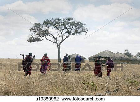 Stock Image - village, person, moita, masai, tanzania, people. Fotosearch