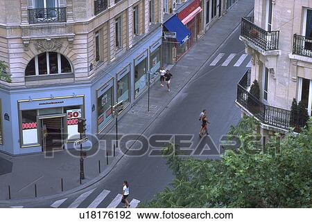 walking, narrow, pedestrians, paris, street, overview View Large Photo Image Stock Image - walking, narrow, pedestrians, paris, street, overview. Fotosearch