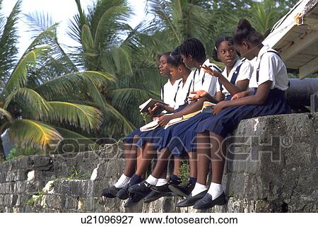 wall, jamaican, talking, sitting, schoolgirls, school View Large Photo Image Stock Photo - wall, jamaican, talking, sitting, schoolgirls, school. Fotosearch