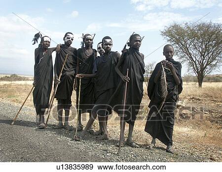 Stock Photo - warriors, child, masai, tanzania, person, people. Fotosearch