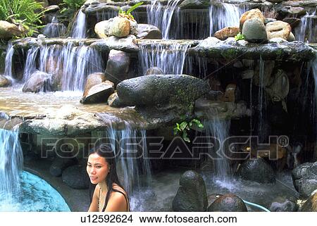 water, terraced, stone, female, woman View Large Photo Image Picture - water, terraced, stone, female, woman. Fotosearch