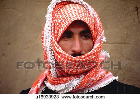 Stock Image - wearing, aqaba, headdress, traditional, male. Fotosearch