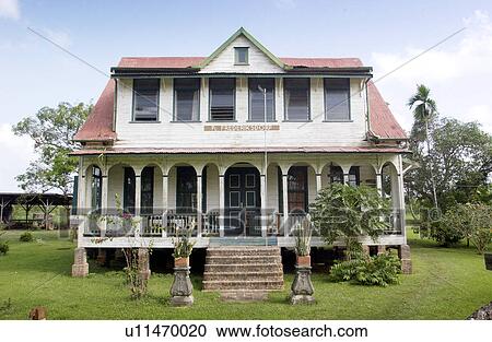 Stock Image - address, house, abode, frederikshof, surinam, old. Fotosearch