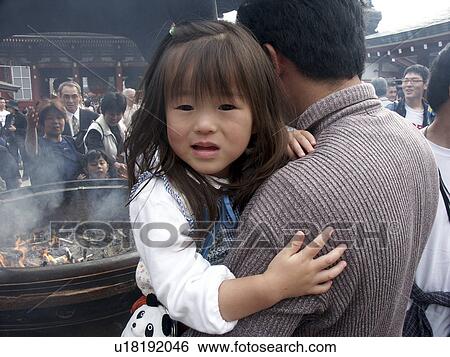 Stock Photograph - asakusa, person, daughtergirl, father, japan, people. Fotosearch