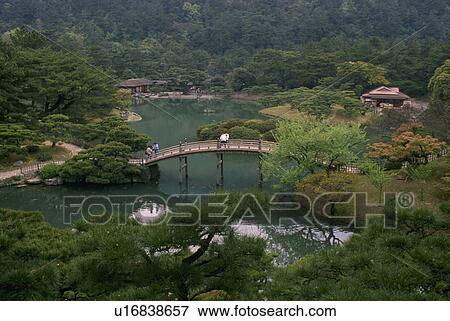 Stock Photo - asiaese, view, japan, park, ritsurin, aerial. Fotosearch