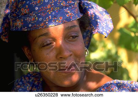 Stock Photo - bandana, people, wearing, female, beauty, woman. Fotosearch