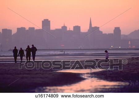 Stock Photo - bay, water, alameda, walking, people, beach. Fotosearch