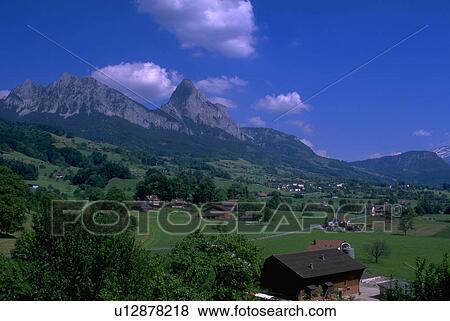 blue, fields, houses, wooden, swiss, green View Large Photo Image Stock Photo - blue, fields, houses, wooden, swiss, green. Fotosearch