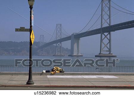Stock Image - bridge, san, bay, california, francisco, homeless. Fotosearch