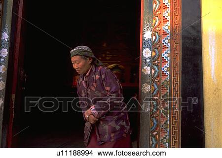 buddhist, nepalese, out, comming, female, woman View Large Photo Image Picture - buddhist, nepalese, out, comming, female, woman. Fotosearch