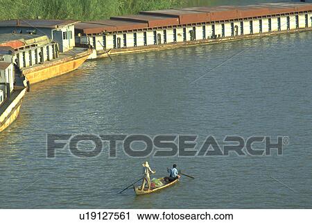 Stock Image - cambodia, river, penh, phnom, boat, mekong. Fotosearch