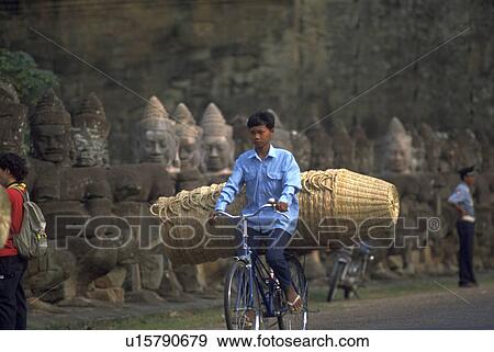 carved, baskets, row, bicycle, loaded, youth View Large Photo Image Stock Photo - carved, baskets, row, bicycle, loaded, youth. Fotosearch