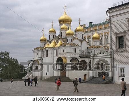 Stock Image - cathedral, person, annunciation, russia, 7863, people. Fotosearch