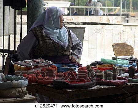 Stock Image - central, people, market, outdoor, person, woman. Fotosearch