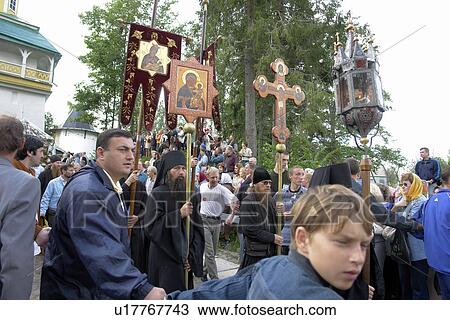 Stock Image - clergy, people, pilgrims, russia, person, party. Fotosearch