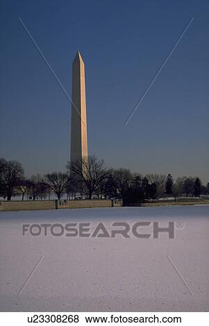 Stock Photo - district, george, dc, monument, washington, winter. Fotosearch