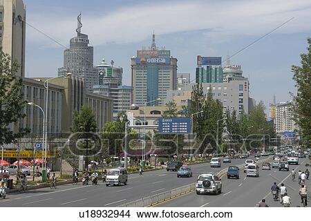 Picture - downtown, person, scene, street, china, people. Fotosearch