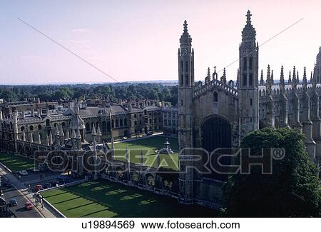 Stock Photo - england, view, cambridge, college, kinngs, aerial. Fotosearch