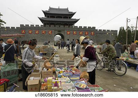 Stock Photography - gate, person, wets, market, china, people. Fotosearch
