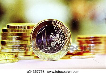 Stock Photo - gold, money, denomination, one, coin, euro. Fotosearch