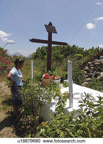 Stock Image - grave, person, looking, surviver, nicaragua, people. Fotosearch