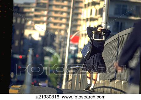 japan, student, tokyo, streets, walking, girl View Large Photo Image Stock Photograph - japan, student, tokyo, streets, walking, girl. Fotosearch