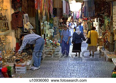 Stock Image - jerusalem, armenian, city, old, quarter, market. Fotosearch