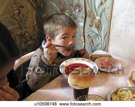 kitchen, person, soup, russia, boy, people View Large Photo Image Stock Photo - kitchen, person, soup, russia, boy, people. Fotosearch