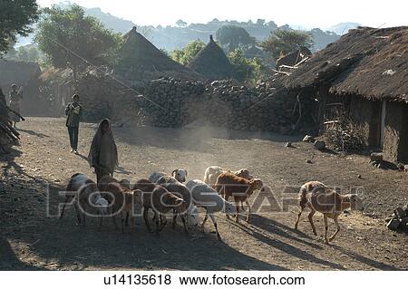 Stock Photo - lalibela, person, bilbala, village, ethiopia, people. Fotosearch