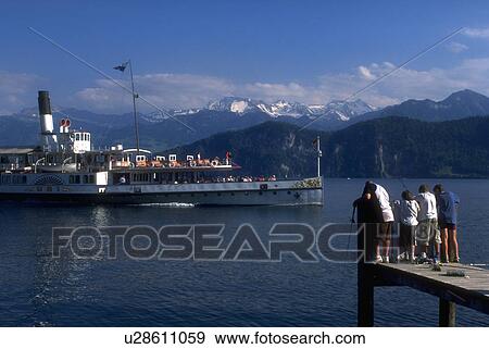 lucerne, ferry, lake, blue, seen, local View Large Photo Image Stock Photo - lucerne, ferry, lake, blue, seen, local. Fotosearch