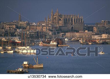 majorca, view, palma, cathedral, harbor, aerial View Large Photo Image Picture - majorca, view, palma, cathedral, harbor, aerial. Fotosearch