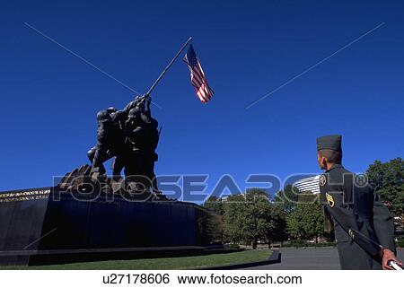 Stock Photograph - marines, iowa, flag, raising, statue. Fotosearch