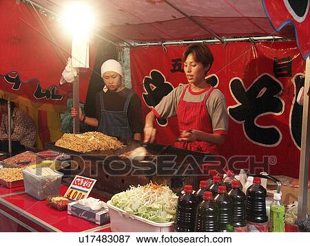Stock Photo - market, people, stall, japan, person, food. Fotosearch