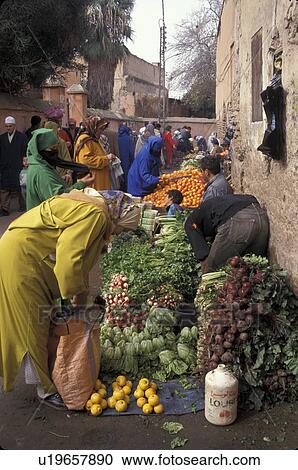 Stock Image - market, person, vegetable, morocco, 3867, people. Fotosearch