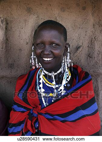 Stock Image - masai, people, tanzania, person, pattern, woman. Fotosearch