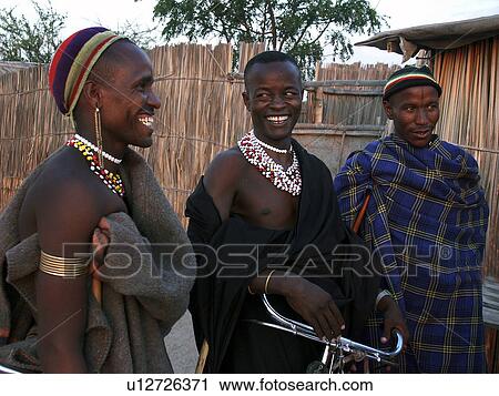 Stock Image - men, person, tribal, watatulu, tanzania, people. Fotosearch
