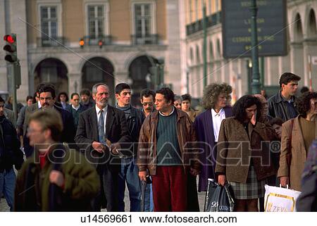 Stock Image - men, women, portugal, lisbon, portuguese, people. Fotosearch